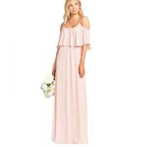 Show Me Your Mumu Caitlin Ruffle Bridesmaid Dress Dusty Blush Crisp Medium NWT